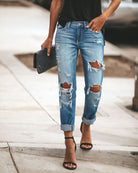 Casual washed ripped straight leg street style jeans - ElegantAlpha®