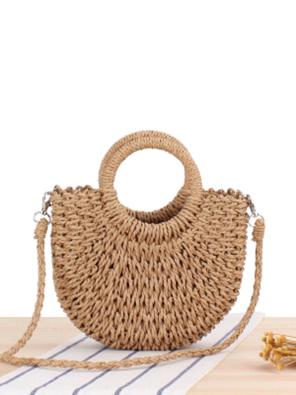 Half round straw woven bag - ElegantAlpha®