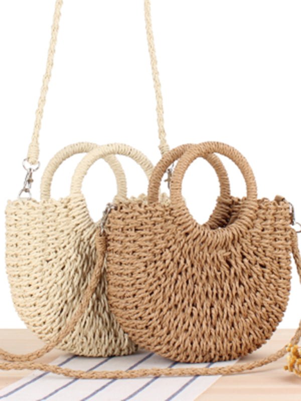 Half round straw woven bag - ElegantAlpha®