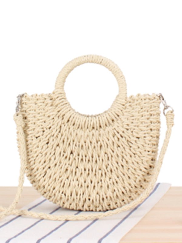 Half round straw woven bag - ElegantAlpha®