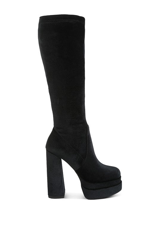 High Block Heel Velvet Boot - ElegantAlpha®