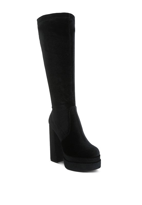 High Block Heel Velvet Boot - ElegantAlpha®