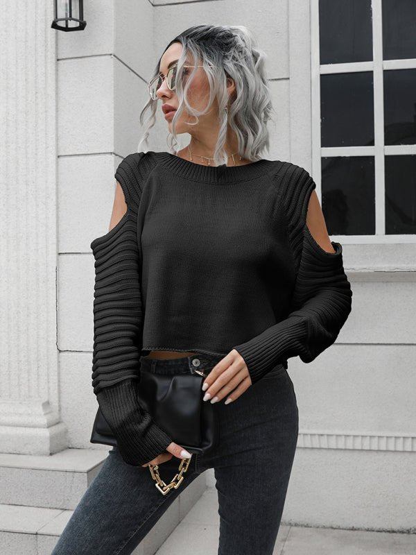 Off shoulder short loose sweater - ElegantAlpha®