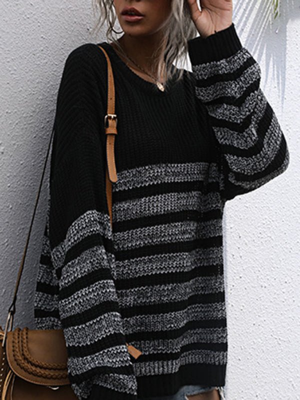 Mid length long sleeve bottomig knitted sweater - ElegantAlpha®