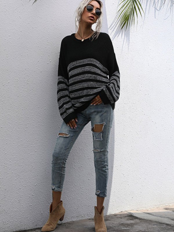 Mid length long sleeve bottomig knitted sweater - ElegantAlpha®