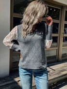 Women's long-sleeved lace stitching sweater - ElegantAlpha®