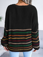 Rainbow Stripe casual loose sweater - ElegantAlpha®