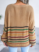 Rainbow Stripe casual loose sweater - ElegantAlpha®