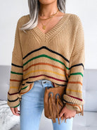 Rainbow Stripe casual loose sweater - ElegantAlpha®