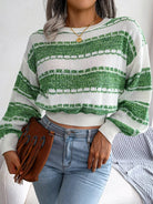 Contrast color long sleeve knitted sweater - ElegantAlpha®