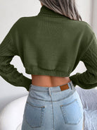 High neck navel revealing knitted sweater - ElegantAlpha®