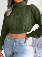 High neck navel revealing knitted sweater - ElegantAlpha®