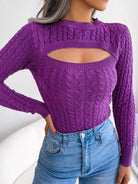 Crew Neck Cutout Twist Sweater - ElegantAlpha®