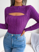 Crew Neck Cutout Twist Sweater - ElegantAlpha®