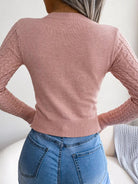 Crew Neck Cutout Twist Sweater - ElegantAlpha®