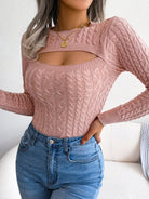 Crew Neck Cutout Twist Sweater - ElegantAlpha®