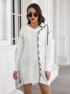 Dropped Sleeves Drawstring V-Neck Sweater Dress - ElegantAlpha®