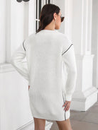 Dropped Sleeves Drawstring V-Neck Sweater Dress - ElegantAlpha®