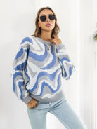 Jacquard Drop-Shoulder Sleeve Sweater - ElegantAlpha®