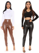 Pull-on Styling Faux Leather Legging - ElegantAlpha®