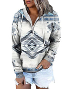 Bohemian Style Quarter Zip Hoodie - ElegantAlpha®