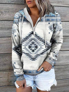 Bohemian Style Quarter Zip Hoodie - ElegantAlpha®