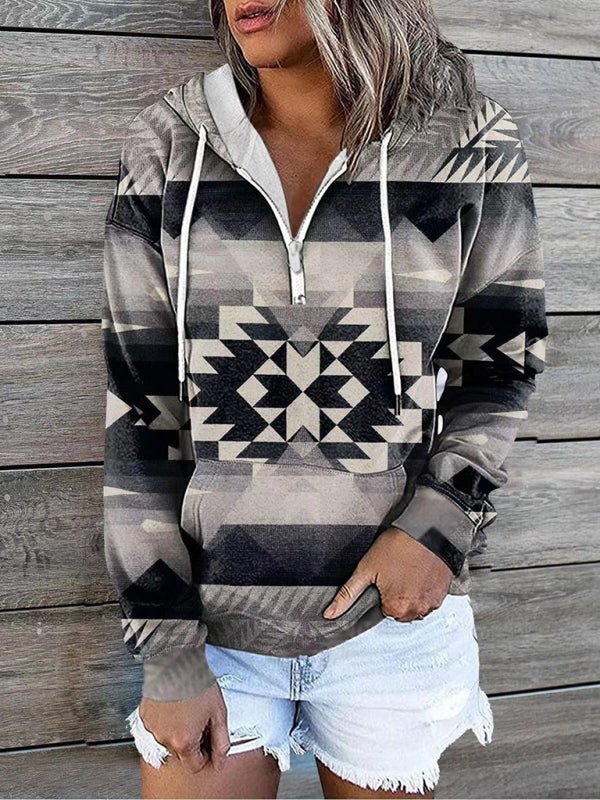 Bohemian Style Quarter Zip Hoodie - ElegantAlpha®