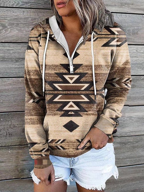 Bohemian Style Quarter Zip Hoodie - ElegantAlpha®