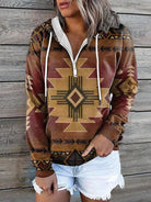 Bohemian Style Quarter Zip Hoodie - ElegantAlpha®