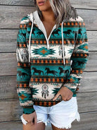 Bohemian Style Quarter Zip Hoodie - ElegantAlpha®