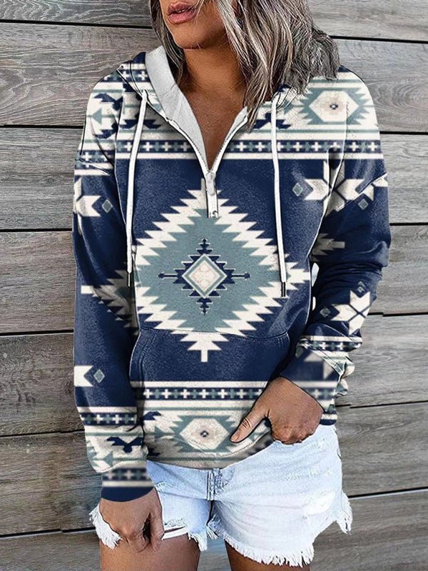 Bohemian Style Quarter Zip Hoodie - ElegantAlpha®