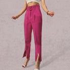 Dramatic Front Pleated Solid Color High Cut Trousers - ElegantAlpha®