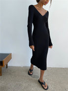 Slim long-sleeved knitted dress - ElegantAlpha®