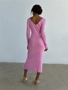 Slim long-sleeved knitted dress - ElegantAlpha®