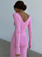 Slim long-sleeved knitted dress - ElegantAlpha®