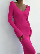 Slim long-sleeved knitted dress - ElegantAlpha®