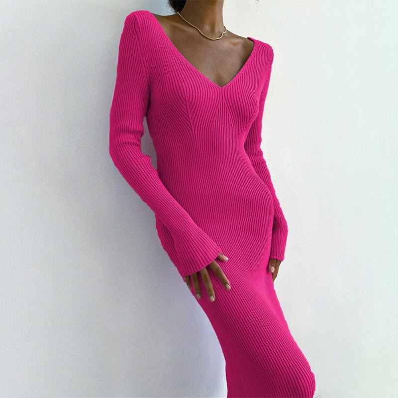 Slim long-sleeved knitted dress - ElegantAlpha®