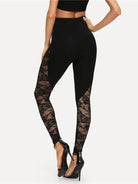 Lace Panel Stirrup Leggings - ElegantAlpha®