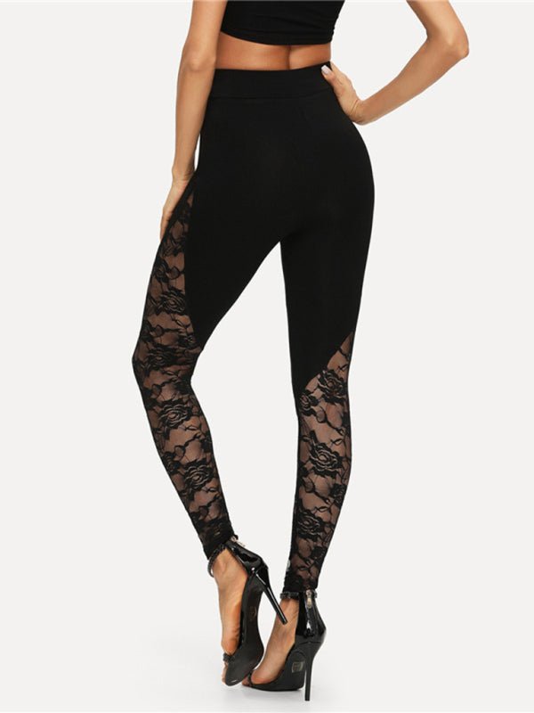 Lace Panel Stirrup Leggings - ElegantAlpha®