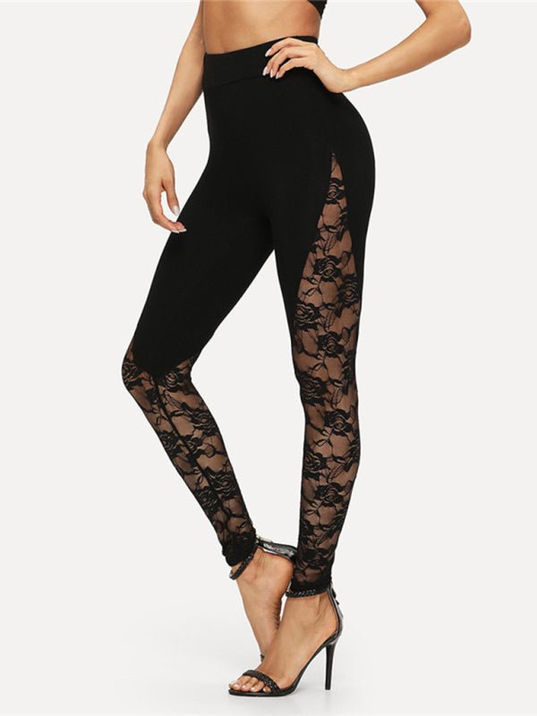 Lace Panel Stirrup Leggings - ElegantAlpha®