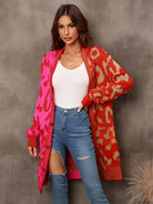 Mid-length leopard print stitching cardigan - ElegantAlpha®