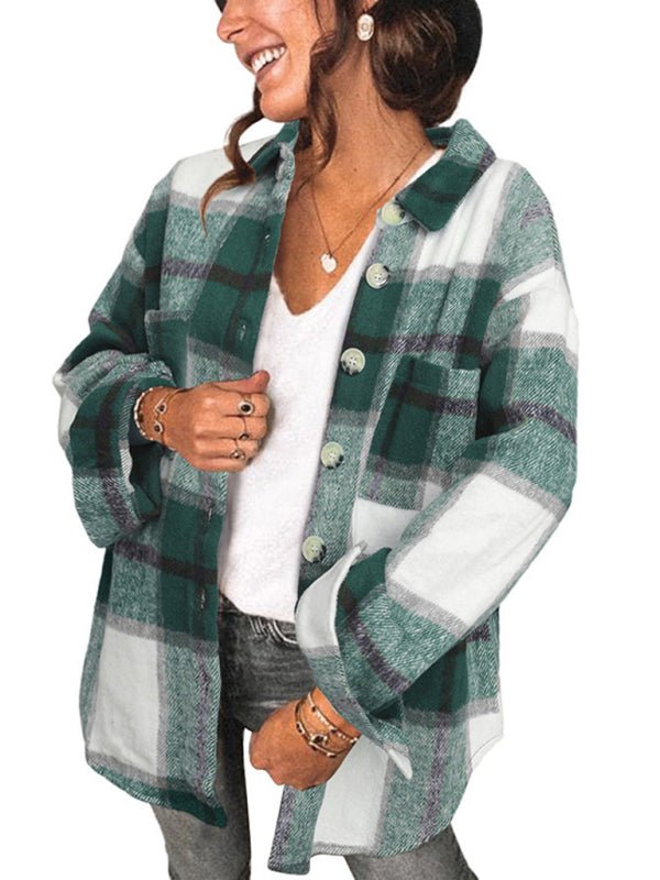 Plaid Shirt Women's Casual Jacket - ElegantAlpha®