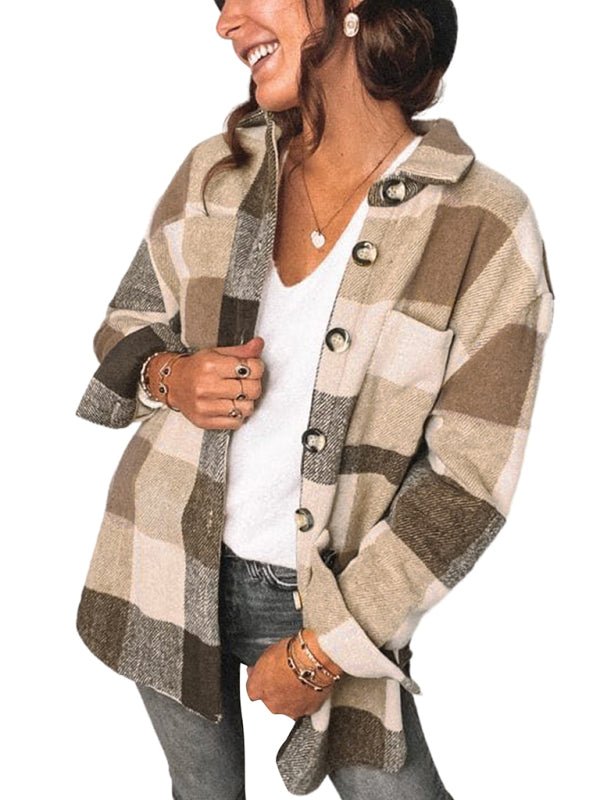 Plaid Shirt Women's Casual Jacket - ElegantAlpha®