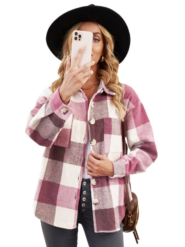 Plaid Shirt Women's Casual Jacket - ElegantAlpha®