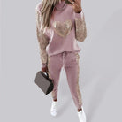 Heart Sequin Rib Sweater Jogger Set - ElegantAlpha®