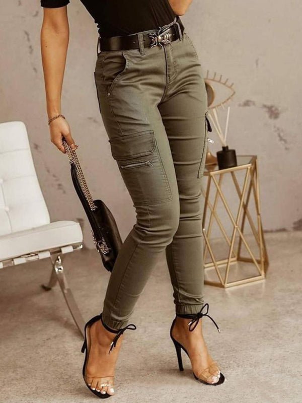 Solid Color Ankle Cargo Pants - ElegantAlpha®