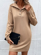 Envelope Button Neck Sheath Sweater Dress - ElegantAlpha®