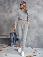 Solid color casual pleated hooded long-sleeved suit - ElegantAlpha®