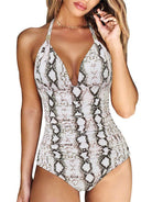 Plunge Halter One-piece Swimsuit - ElegantAlpha®