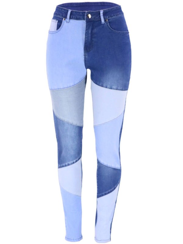 High Waist Colorblock Skinny Jeans - ElegantAlpha®